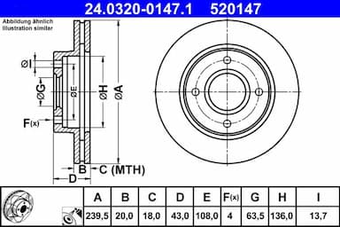 Bremžu diski ATE 24.0320-0147.1 1