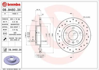 Bremžu diski BREMBO 08.9460.3X 1