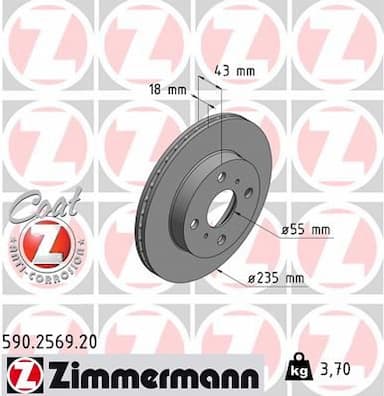 Bremžu diski ZIMMERMANN 590.2569.20 1