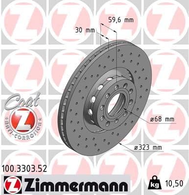 Bremžu diski ZIMMERMANN 100.3303.52 1