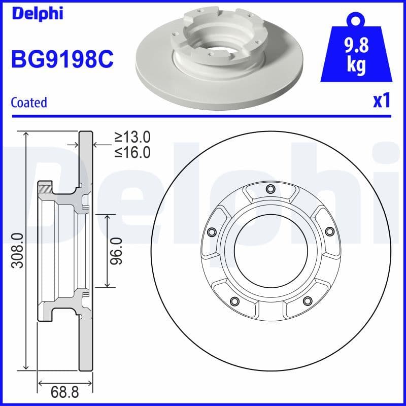 Bremžu diski DELPHI BG9198C 1