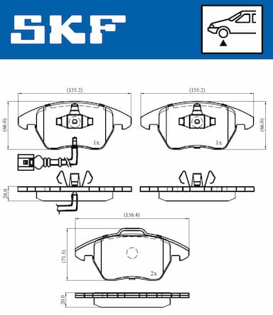 Bremžu uzliku kompl., Disku bremzes SKF VKBP 80007 E 4