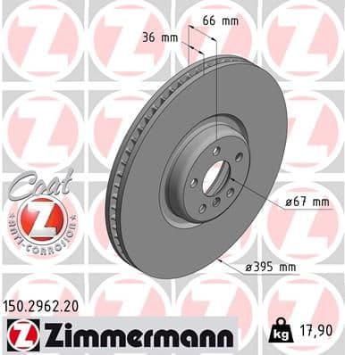 Bremžu diski ZIMMERMANN 150.2962.20 1