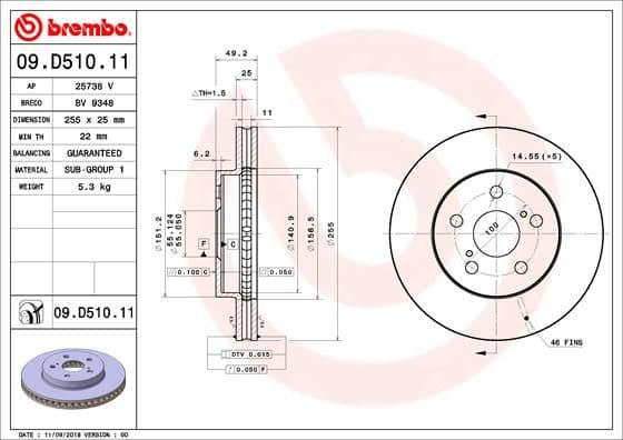 Bremžu diski BREMBO 09.D510.11 1