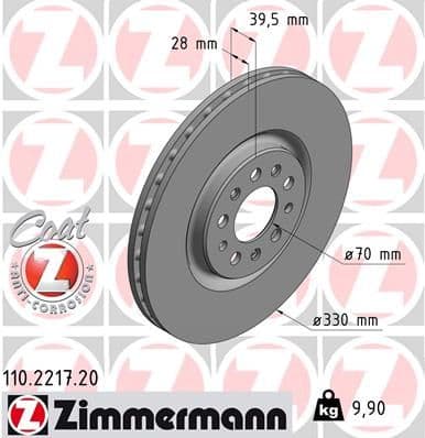 Bremžu diski ZIMMERMANN 110.2217.20 1