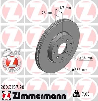 Bremžu diski ZIMMERMANN 280.3157.20 1