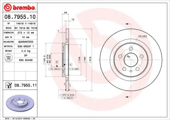 Bremžu diski BREMBO 08.7955.11 1