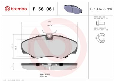 Bremžu uzliku kompl., Disku bremzes BREMBO P 56 061 1