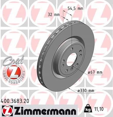 Bremžu diski ZIMMERMANN 400.3683.20 1