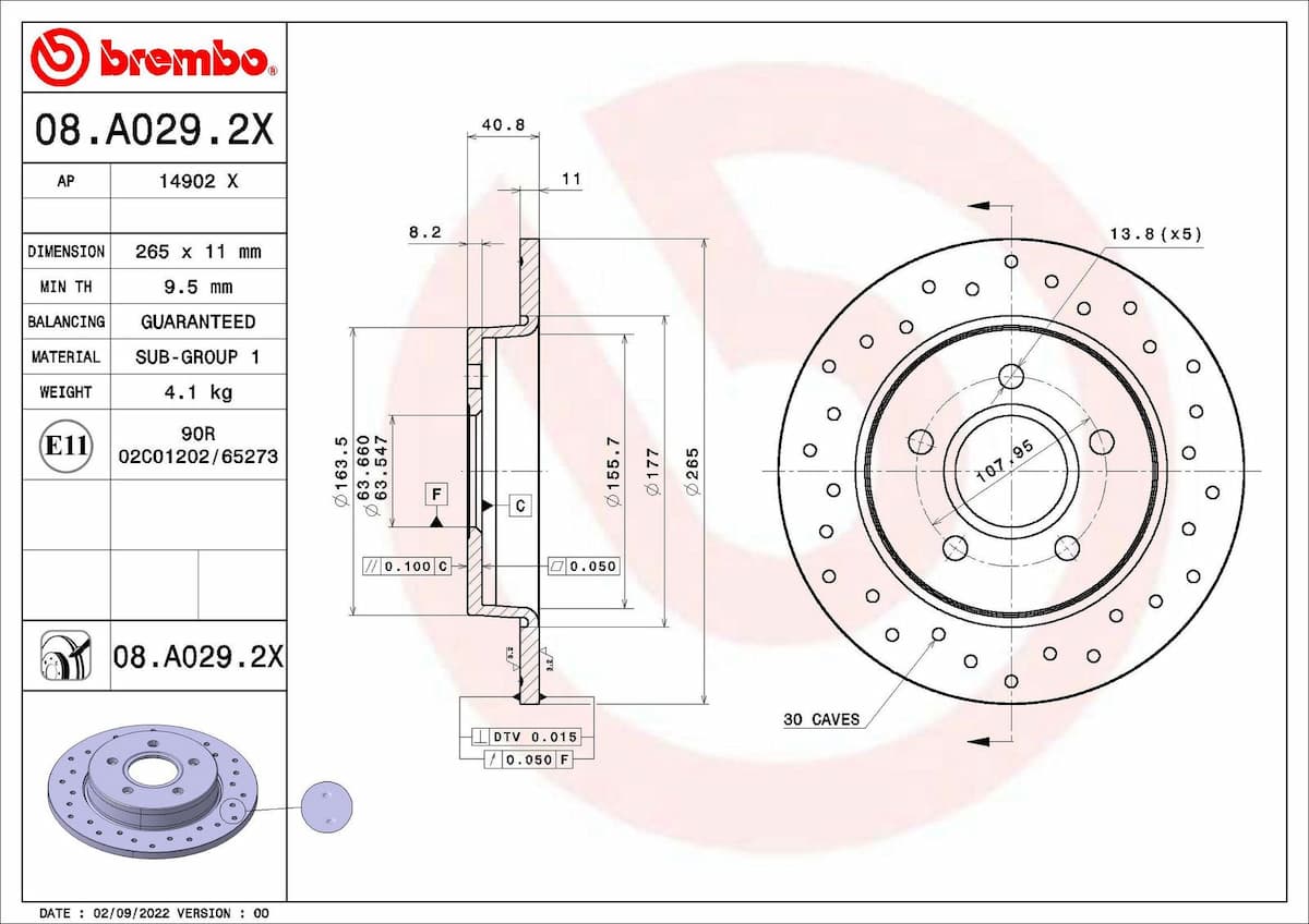 Bremžu diski BREMBO 08.A029.2X 1