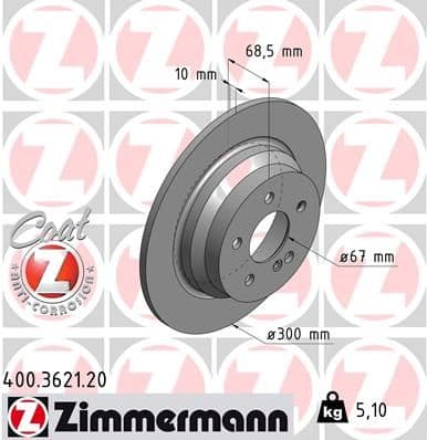 Bremžu diski ZIMMERMANN 400.3621.20 1