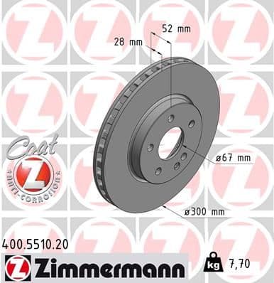 Bremžu diski ZIMMERMANN 400.5510.20 1