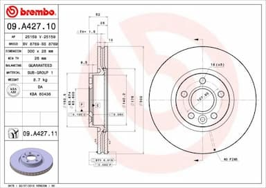 Bremžu diski BREMBO 09.A427.11 1