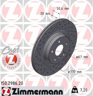 Bremžu diski ZIMMERMANN 150.2986.20 1