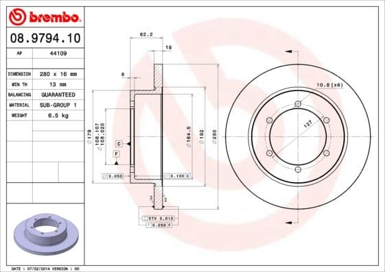 Bremžu diski BREMBO 08.9794.10 1