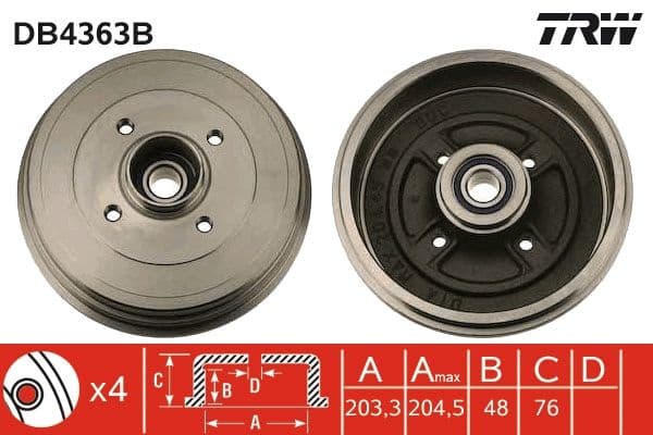 Bremžu trumulis TRW DB4363B 1