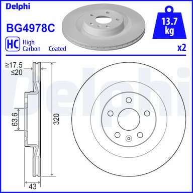 Bremžu diski DELPHI BG4978C 1