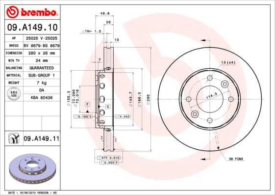 Bremžu diski BREMBO 09.A149.11 1