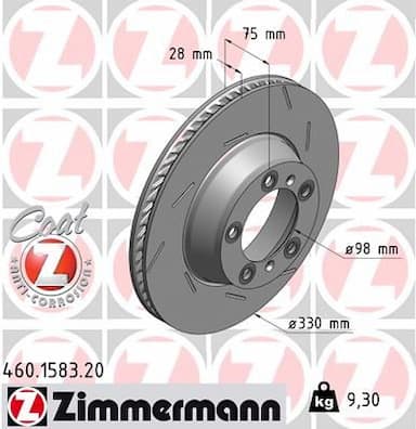 Bremžu diski ZIMMERMANN 460.1583.20 1