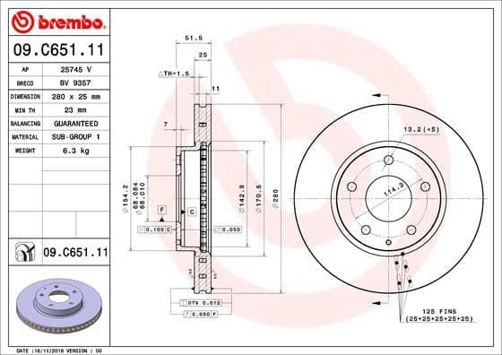 Bremžu diski BREMBO 09.C651.11 1