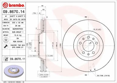 Bremžu diski BREMBO 09.8670.11 1