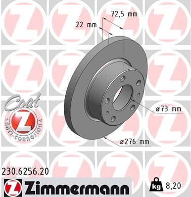 Bremžu diski ZIMMERMANN 230.6256.20 1