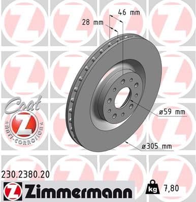 Bremžu diski ZIMMERMANN 230.2380.20 1