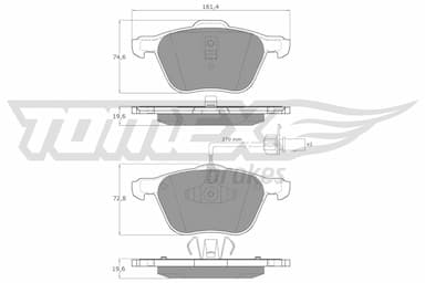 Bremžu uzliku kompl., Disku bremzes TOMEX Brakes TX 12-56 1