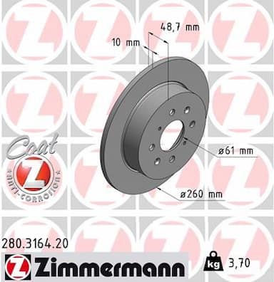 Bremžu diski ZIMMERMANN 280.3164.20 1