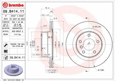 Bremžu diski BREMBO 09.B414.11 1