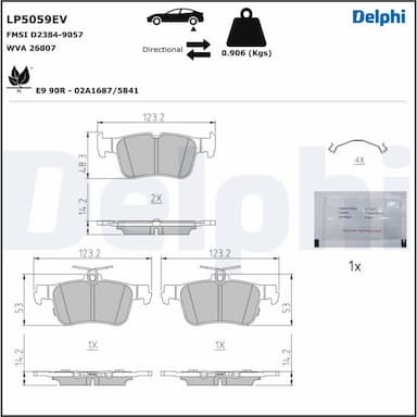 Bremžu uzliku kompl., Disku bremzes DELPHI LP5059EV 1