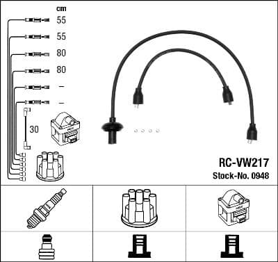 Augstsprieguma vadu komplekts NGK 0948 1