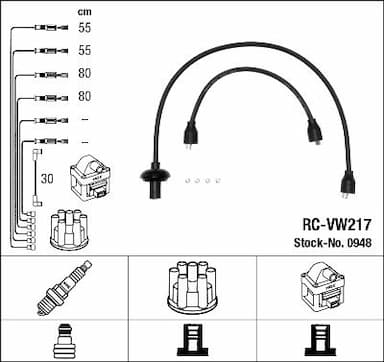 Augstsprieguma vadu komplekts NGK 0948 1