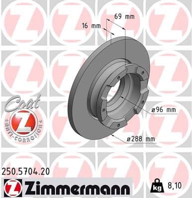 Bremžu diski ZIMMERMANN 250.5704.20 1