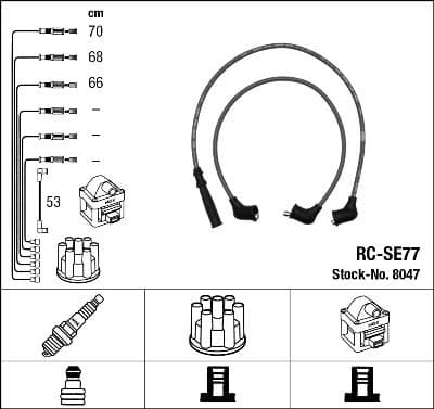 Augstsprieguma vadu komplekts NGK 8047 1