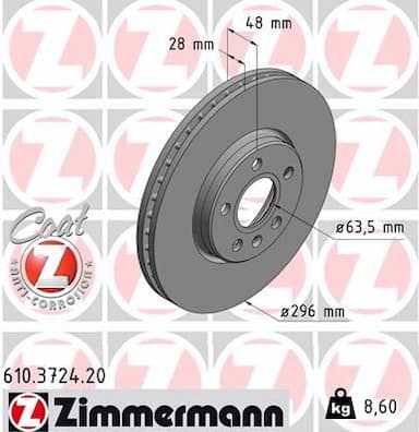 Bremžu diski ZIMMERMANN 610.3724.20 1