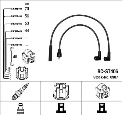 Augstsprieguma vadu komplekts NGK 0907 1