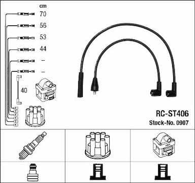 Augstsprieguma vadu komplekts NGK 0907 1