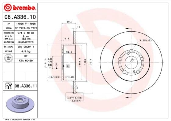 Bremžu diski BREMBO 08.A336.11 1