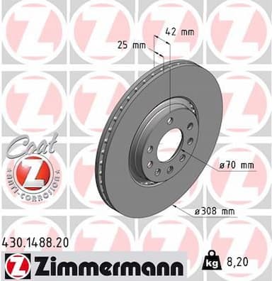 Bremžu diski ZIMMERMANN 430.1488.20 1