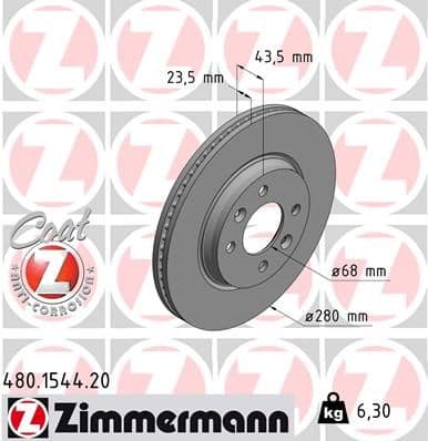 Bremžu diski ZIMMERMANN 480.1544.20 1