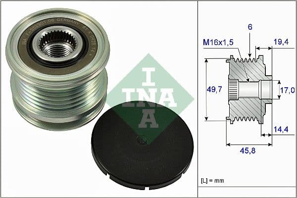 Ģeneratora brīvgaitas mehānisms INA 535 0168 10 1