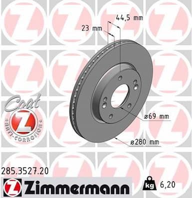 Bremžu diski ZIMMERMANN 285.3527.20 1