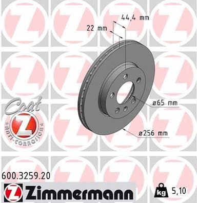 Bremžu diski ZIMMERMANN 600.3259.20 1