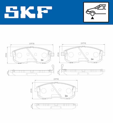 Bremžu uzliku kompl., Disku bremzes SKF VKBP 80175 A 2