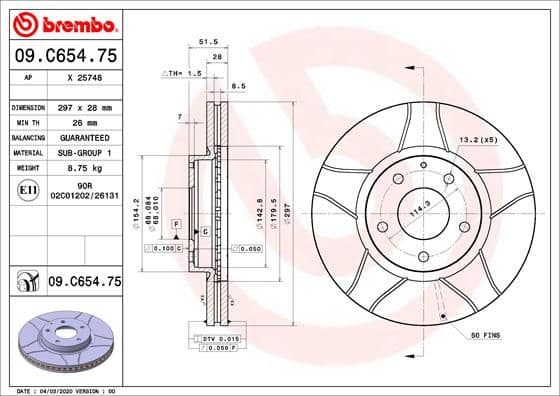 Bremžu diski BREMBO 09.C654.75 1