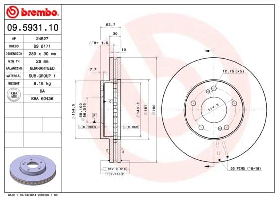 Bremžu diski BREMBO 09.5931.10 1