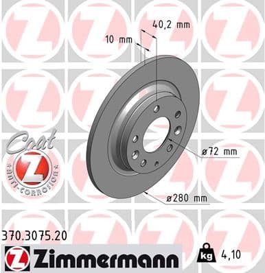 Bremžu diski ZIMMERMANN 370.3075.20 1