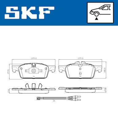 Bremžu uzliku kompl., Disku bremzes SKF VKBP 80207 E 2