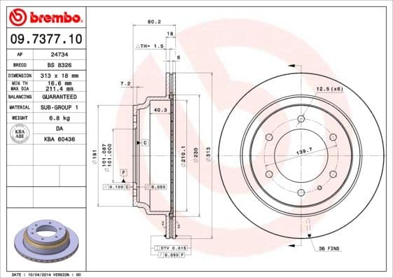 Bremžu diski BREMBO 09.7377.10 1